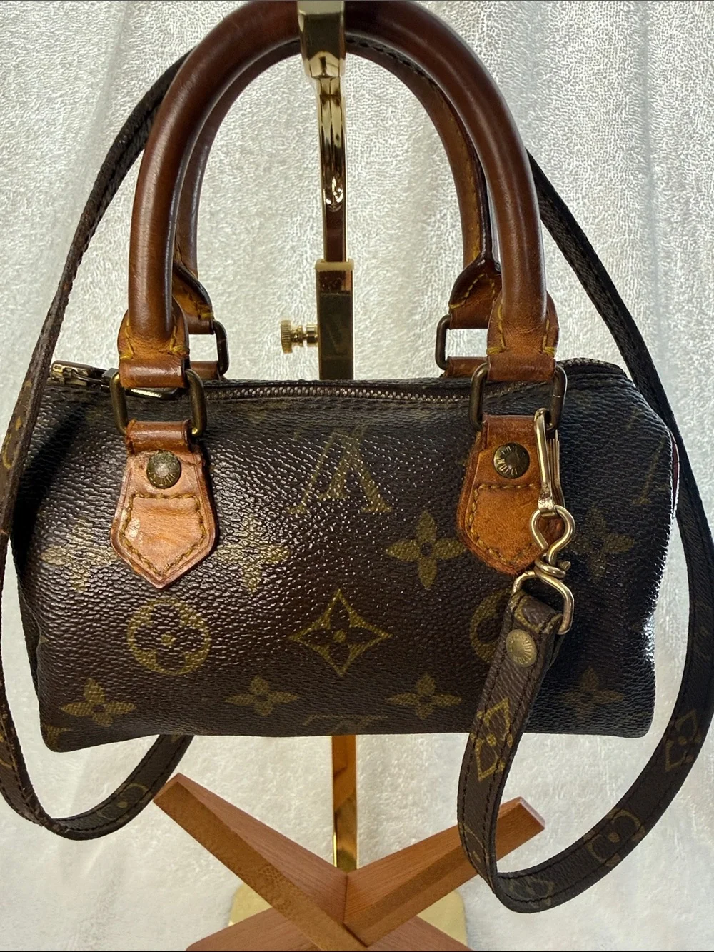 Louis Vuitton Mini Speedy Satchel and Authentic Louis Vuitton strap